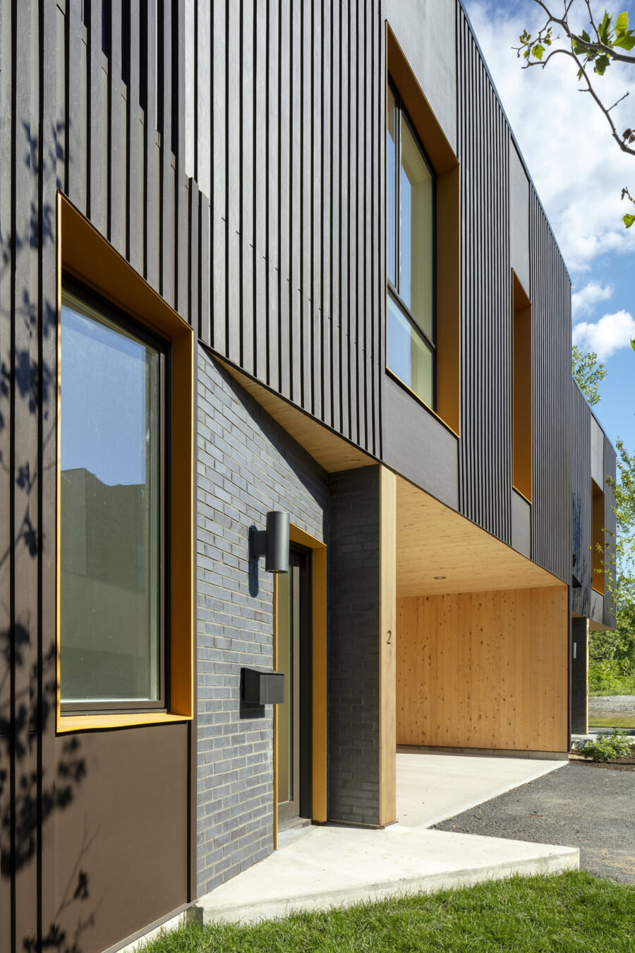 hardie board batten brick cedar entry