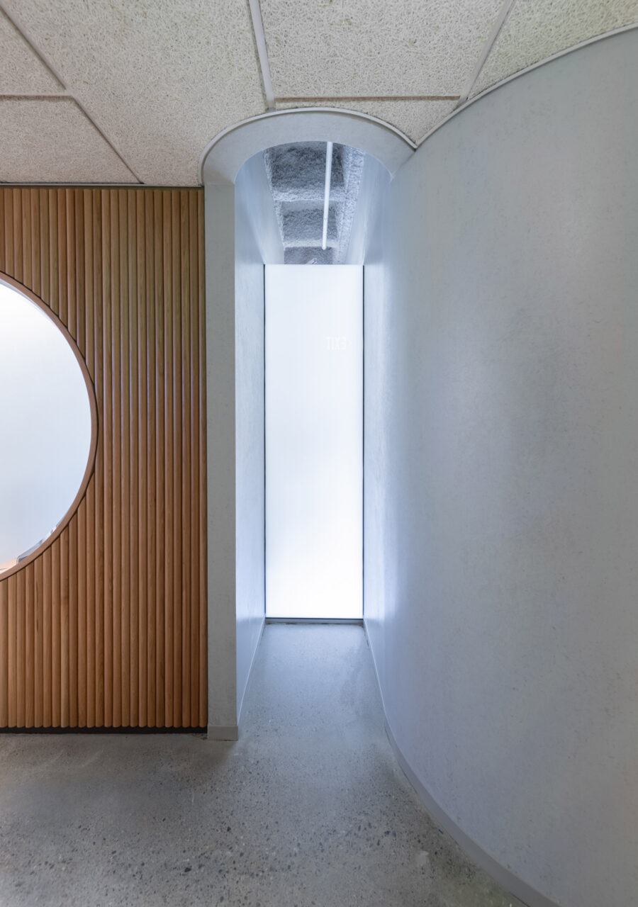 translucent circle window concrete tambour