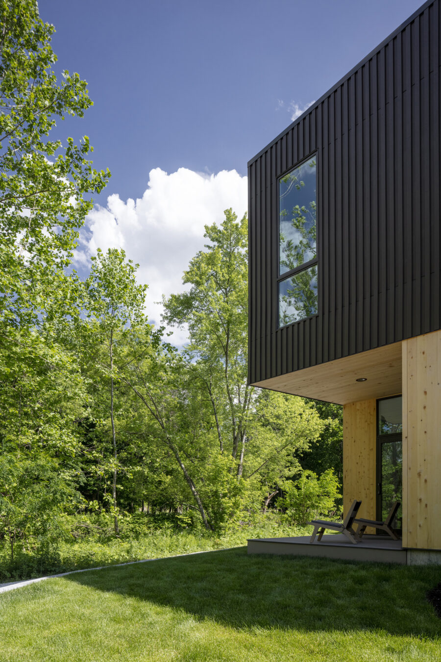 cantilever recessed patio cedar hardie board batten