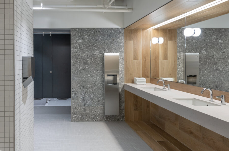 bathroom terrazzo wood tile