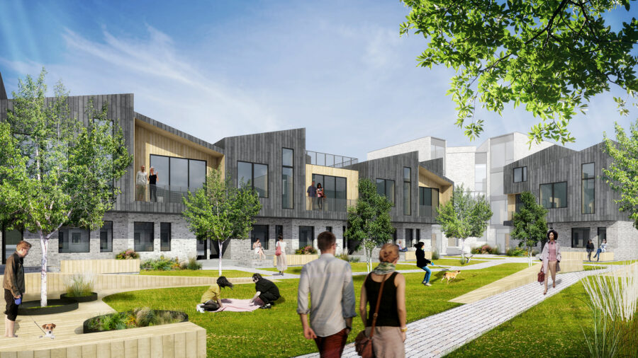 pitched roof townhouses central courtyard