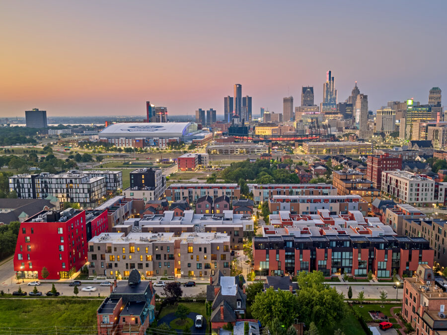 city modern detroit brush park aerial
