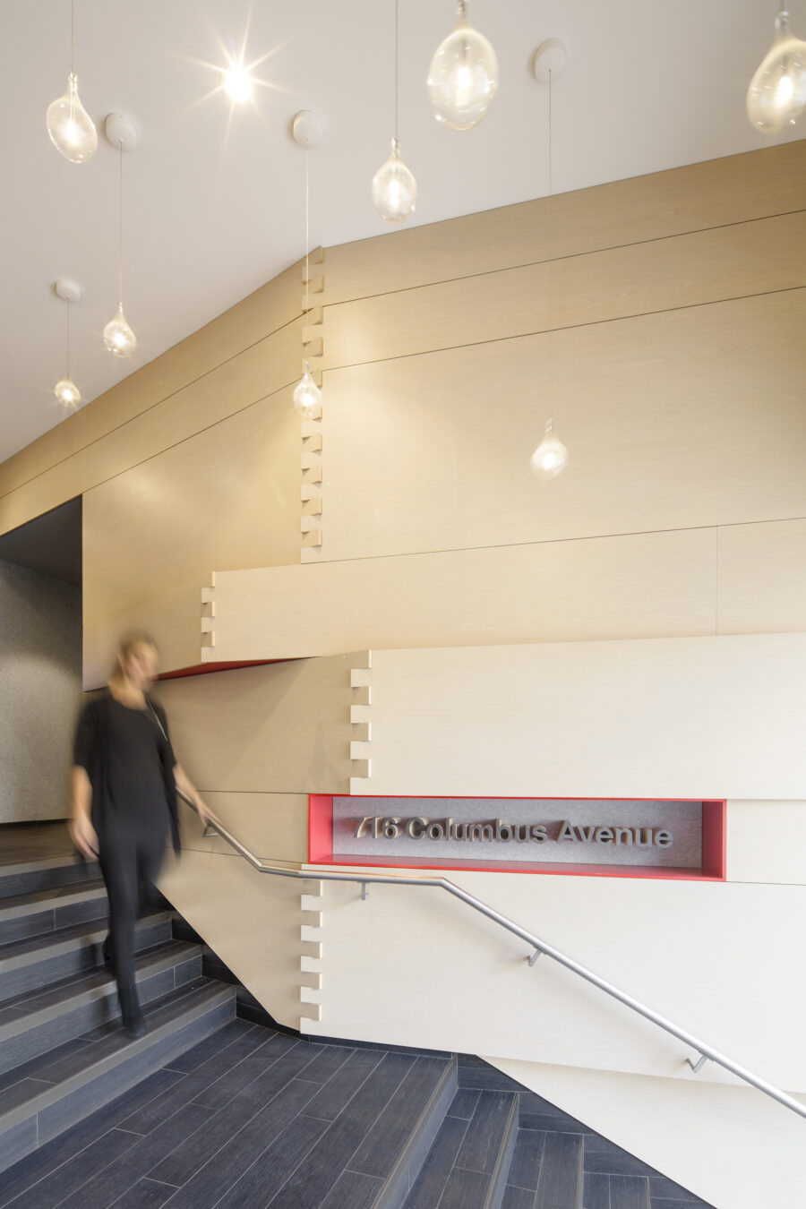 hinged angled wood wall panel entry