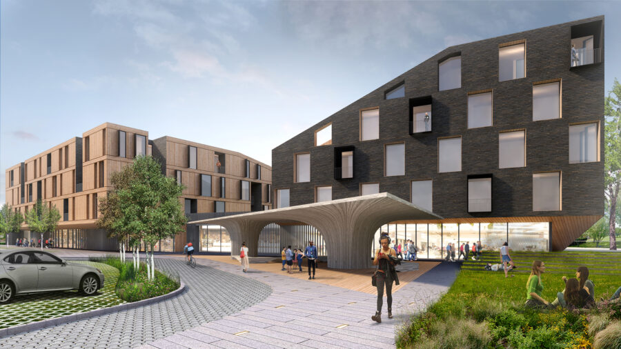 CLT brick and cedar rainwater collection