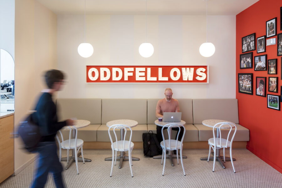 lit signage pendant globe lights