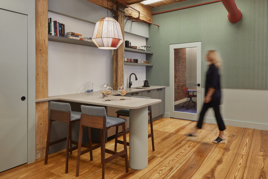 turf acoustic wall panels heavy timber kitchenette