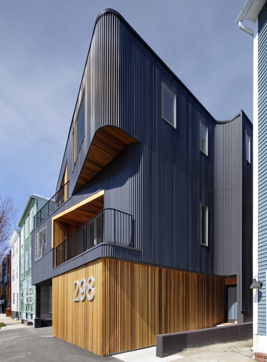 curved corner corrugated metal cedar