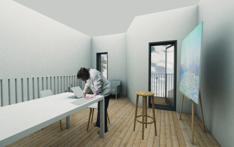 interior rendering live work space