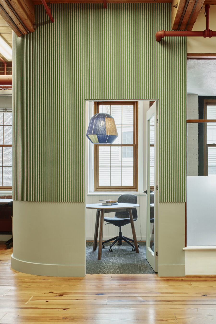 turf acoustic wall panels meeting room hay pendant light