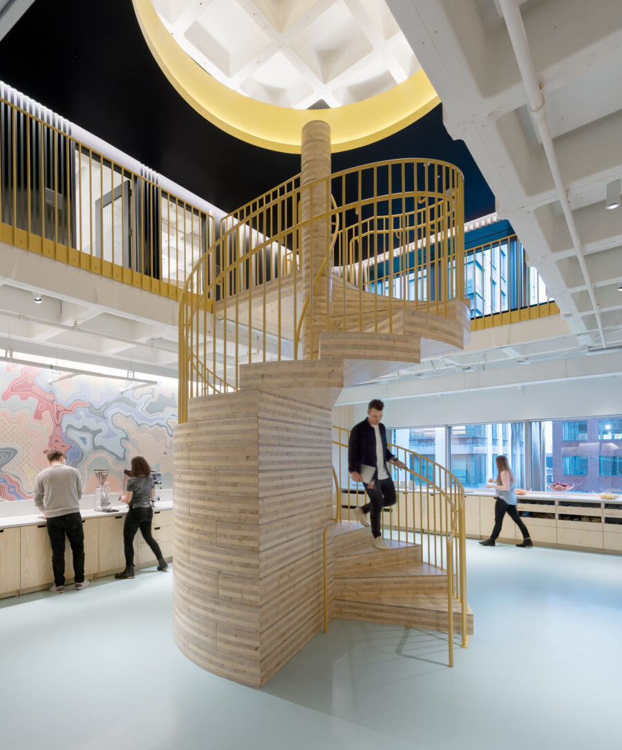 CLT spiral stair oculus micro kitchen