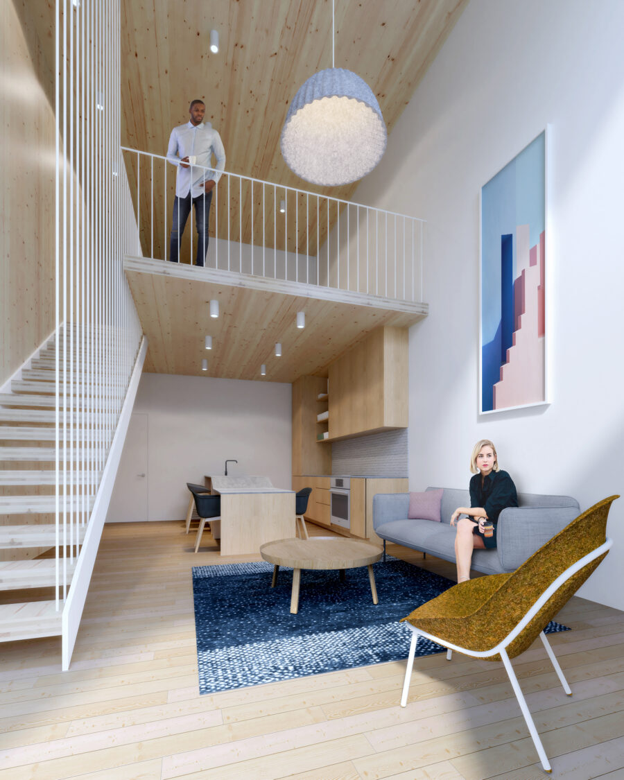 CLT interior double height living room