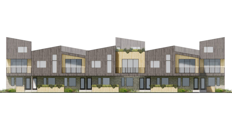 rendered elevation pitched roofs townhouses