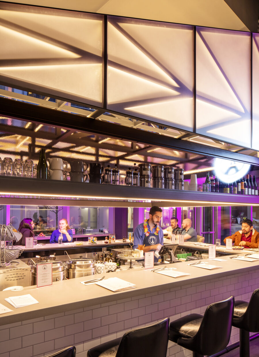 detail bar with translucent lattice above