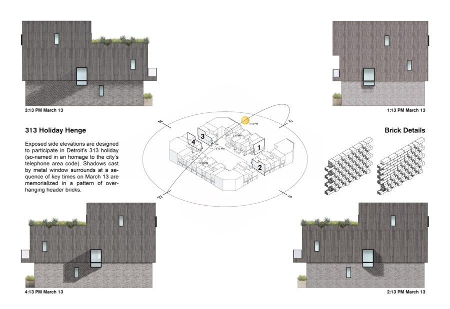 brick facade shadow study