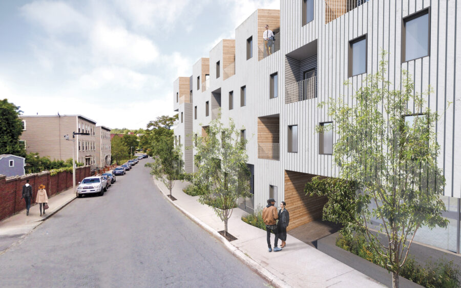 e-plus housing street view carved cedar balconies