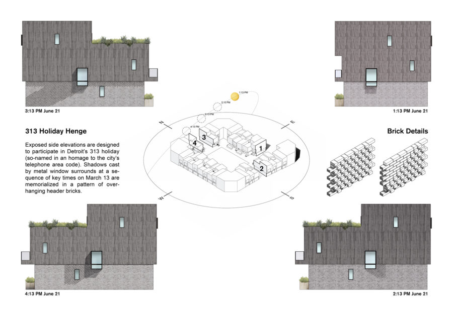 brick facade shadow study