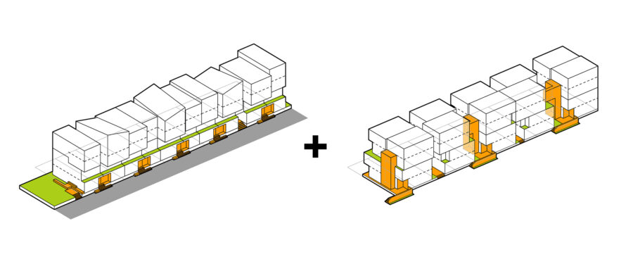 massing combination axon drawing