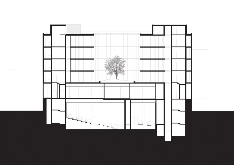 section drawing courtyard