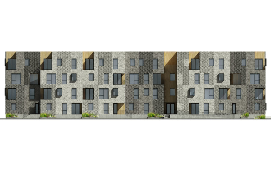 city modern detroit textured brick elevation drawing