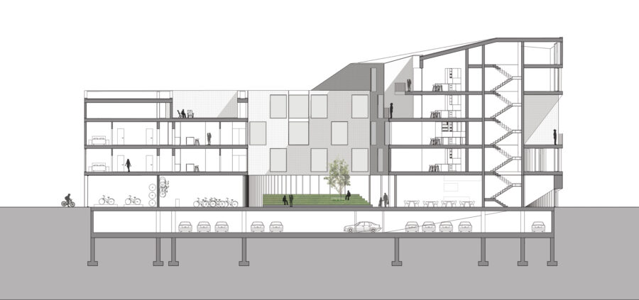 bar building section drawing