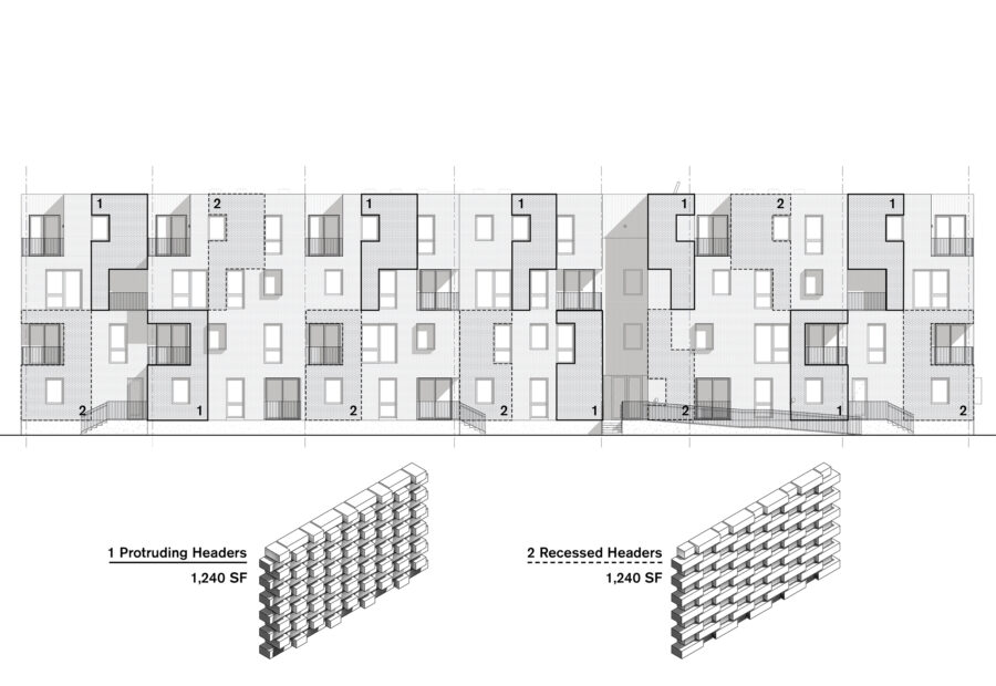 city modern detroit textured brick elevation drawing