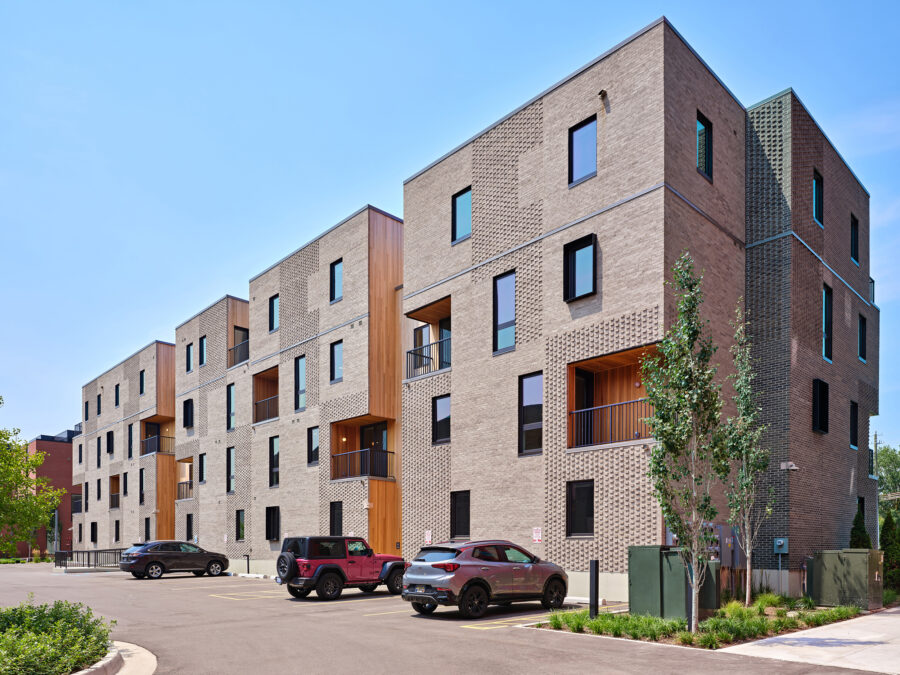 city modern detroit staggered brick massing