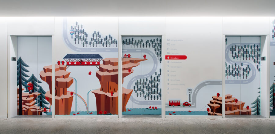 elevator lobby wall graphics