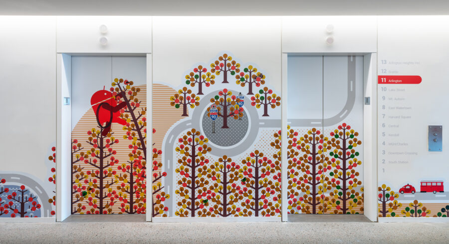 elevator lobby wall graphics