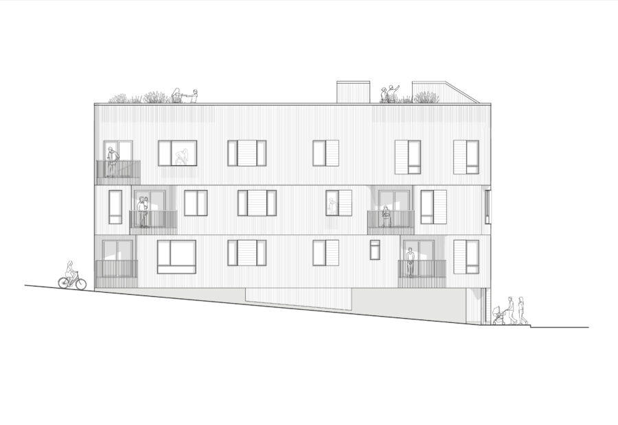 elevation line drawing corrugated metal cladding