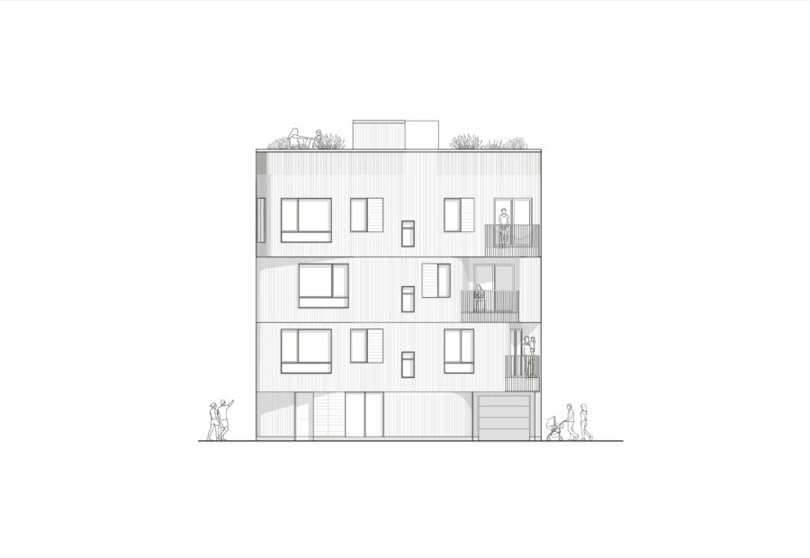 elevation line drawing corrugated metal cladding