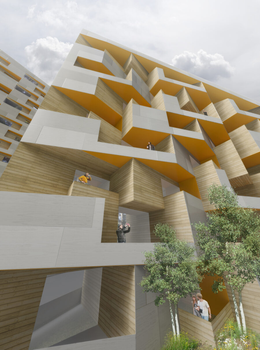 worms eye rendering private balconies