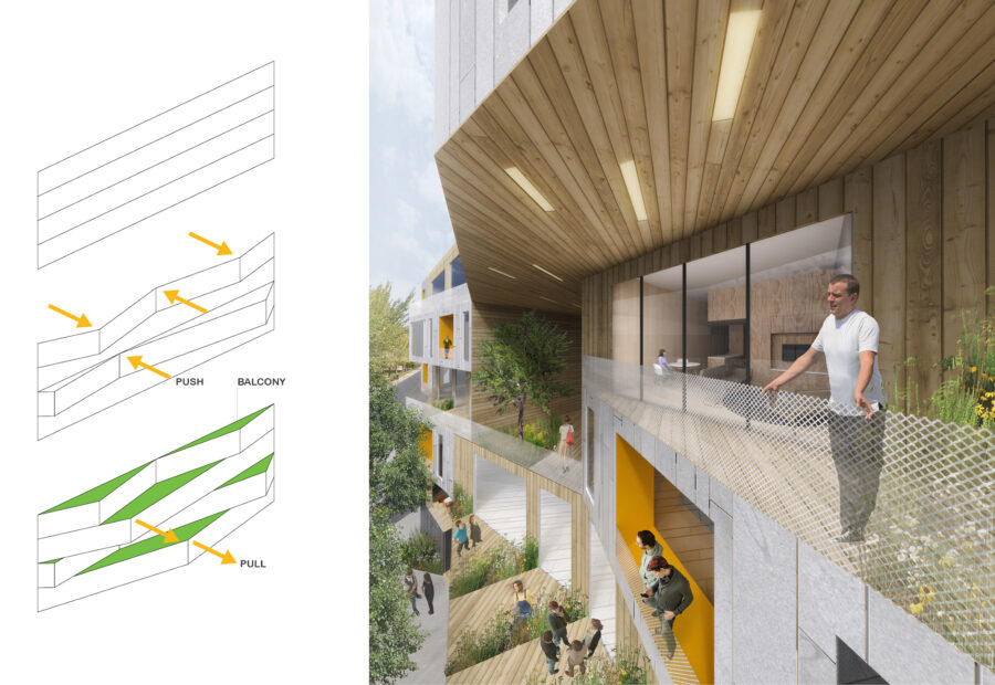 folding facade diagram balconies