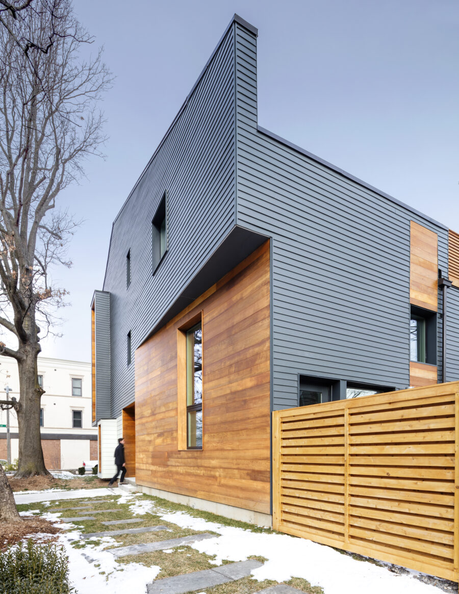 roxbury townhouses side elevation net zero