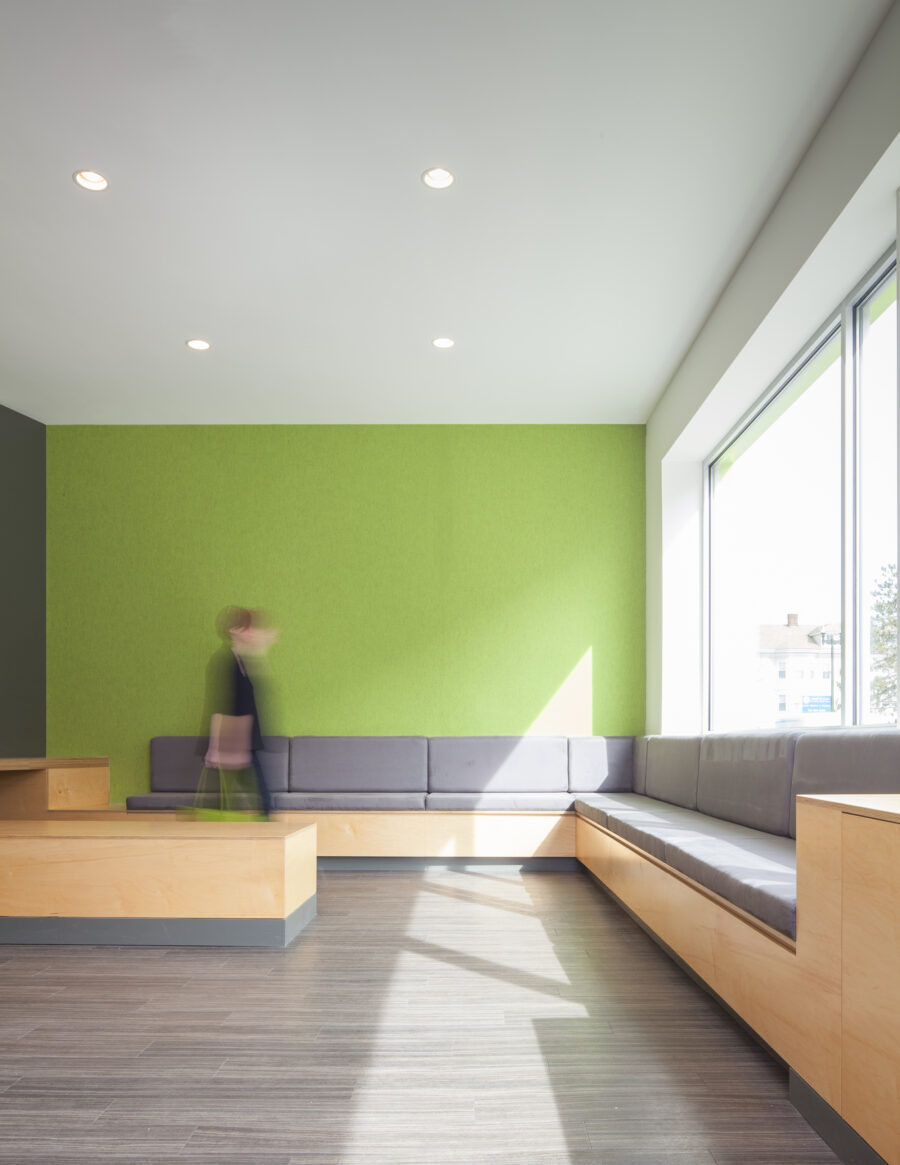 waiting area plywood millwork felt wall