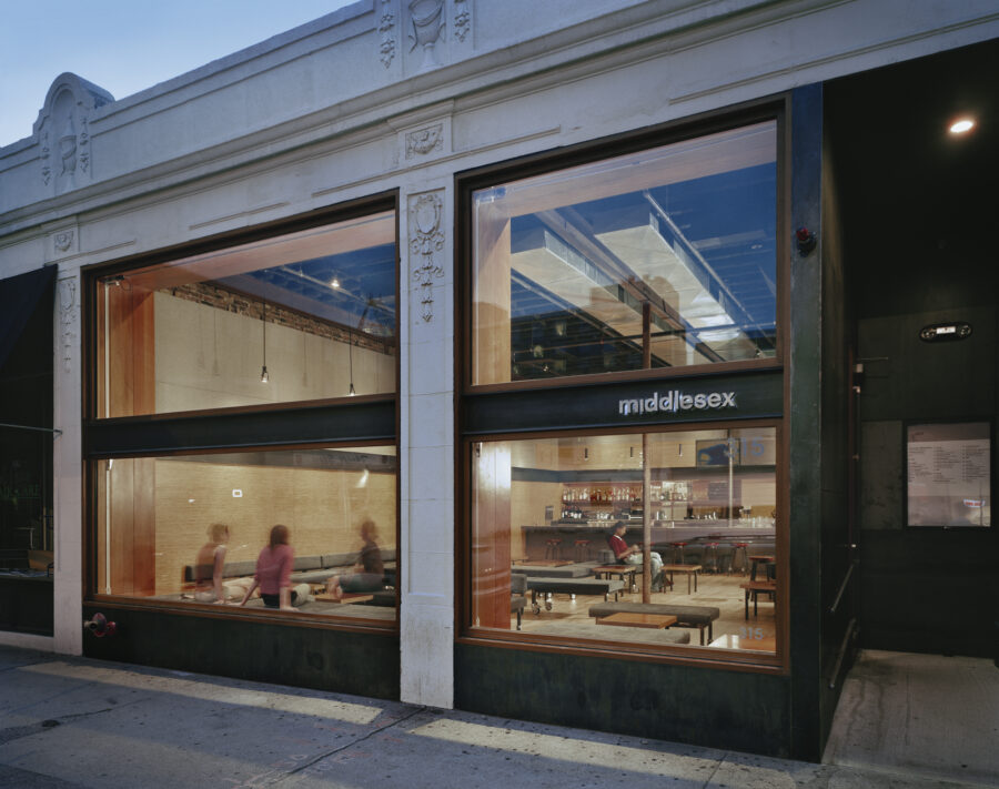 raw steel wood storefront