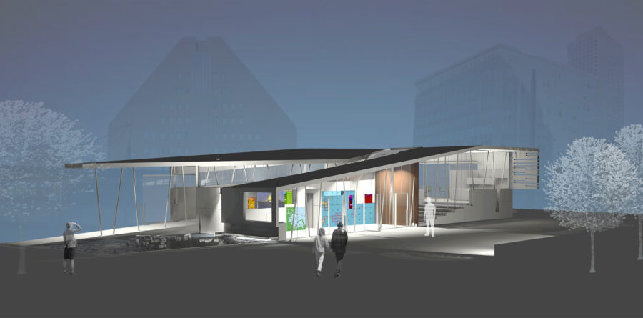 exterior night view landscape building