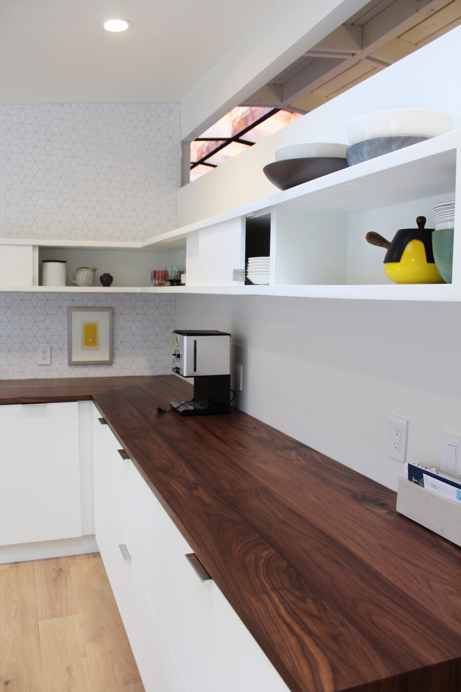 kitchen wood countertops mosaic tile