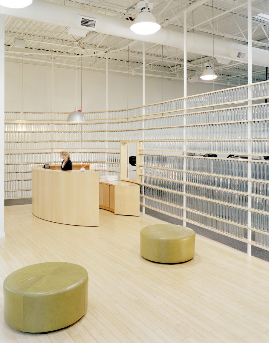 glass water bottle screen reception desk