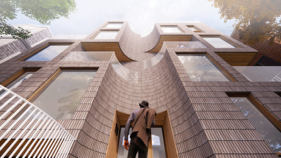street view carved brick bays balconies