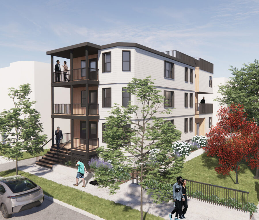 exterior view of renovated triple decker