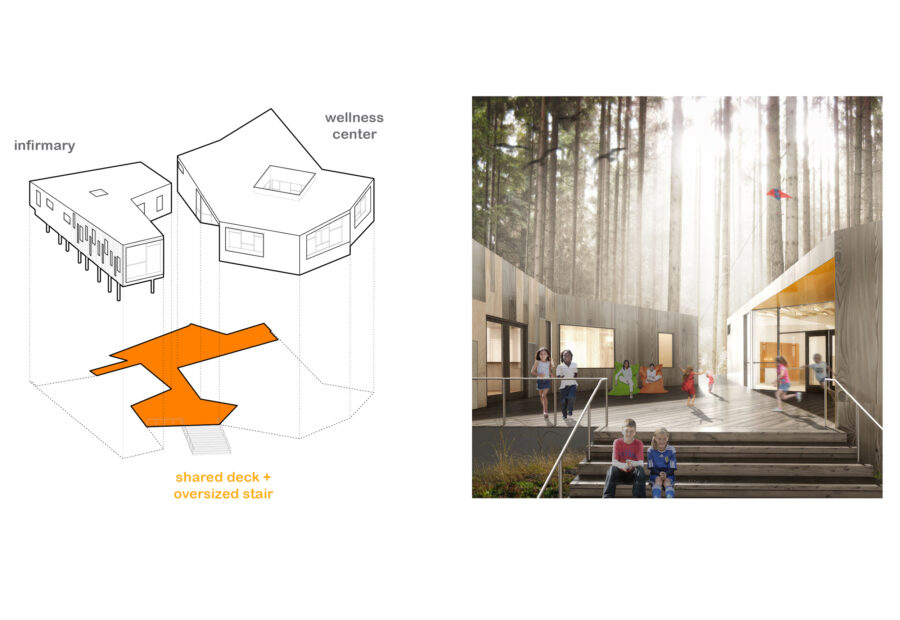 two buildings shared outdoor space