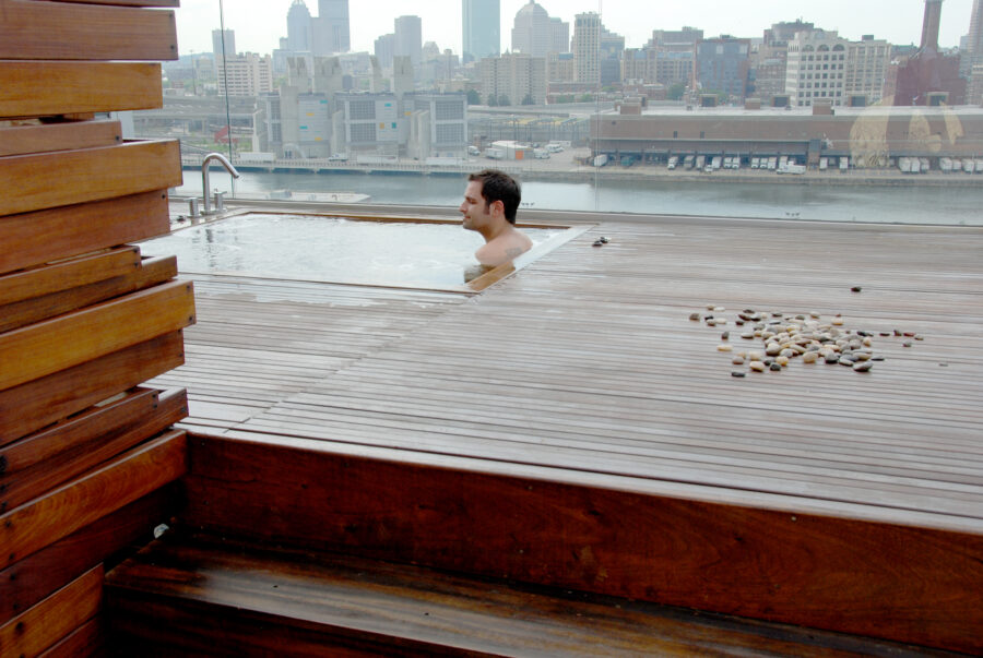 sunken hot tub boston skyline
