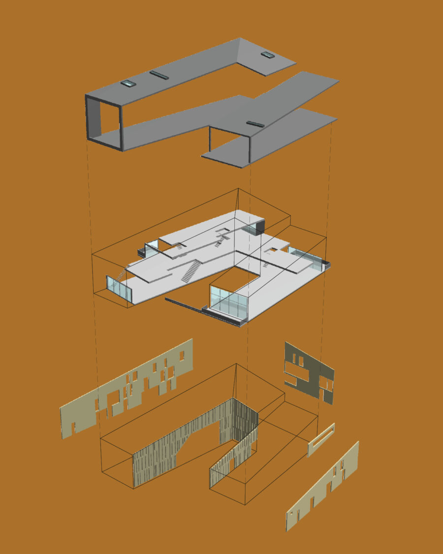 bar building exploded axon diagram