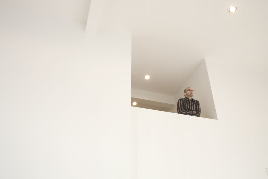 double height living room from above