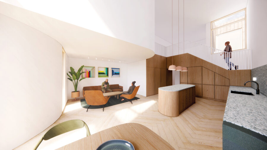 interior view double height living space