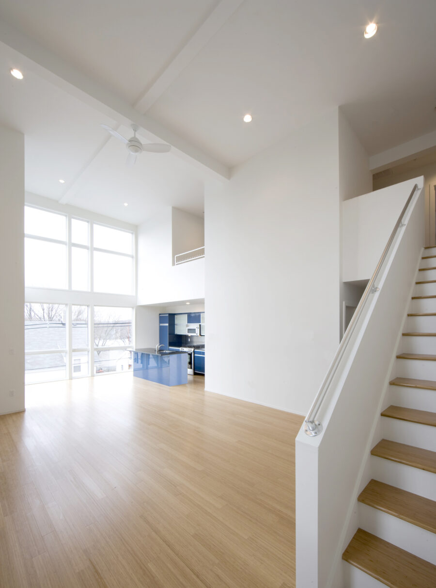 double height living space interior view