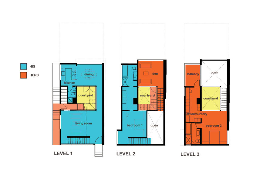 floor plans his and her units