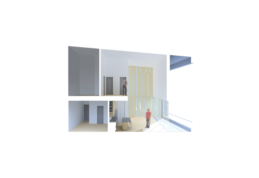 sectional perspective interior rendering