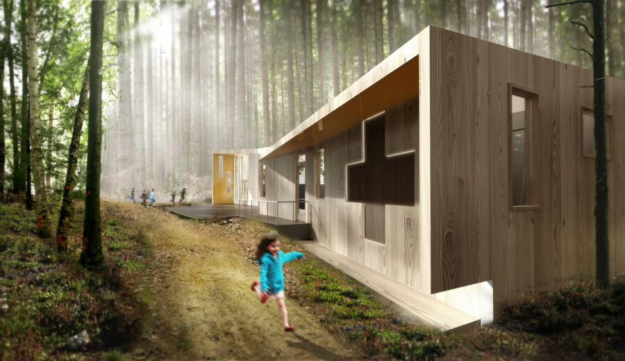 cedar cladding in the woods