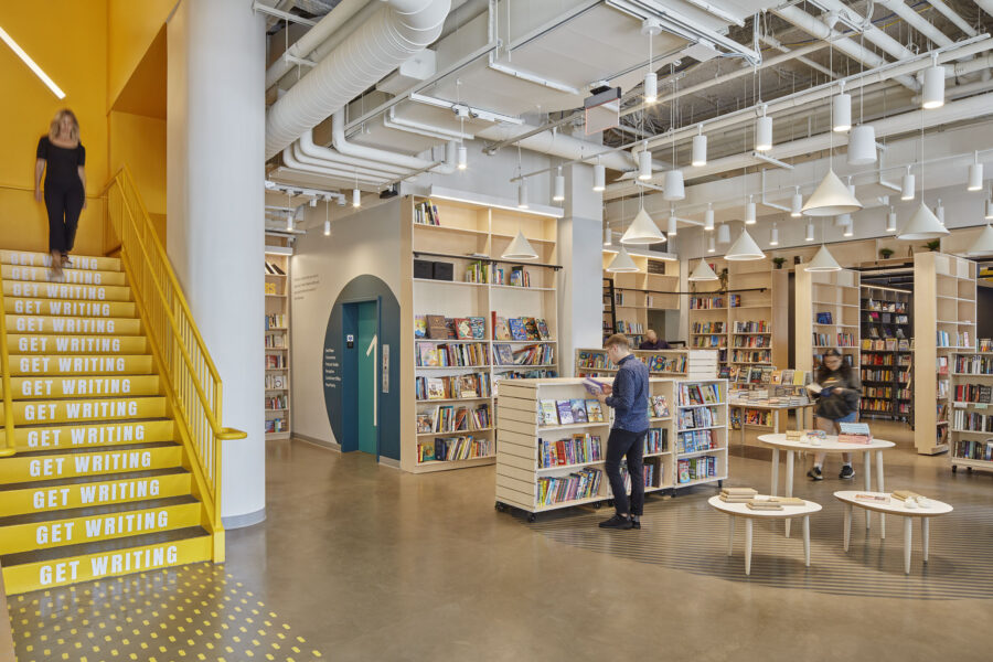 book store yellow stair